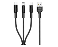 USAMS Kabel pleciony 3w1 1,5m 2Aczarny (lightning/microUSB/USB-C) - 1568988 - zdjęcie 1